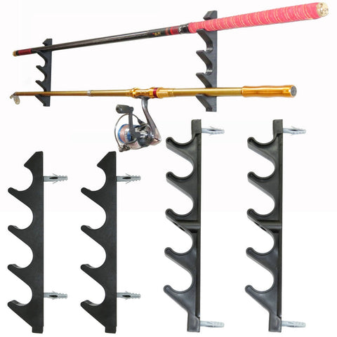 Plastic Horizontal Fishing Rod Holders 4 or 5  Rod Wall Mount Fit Garage & Cabin & Basement