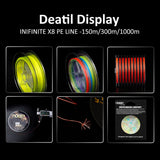 NOEBY PE Line X8 Strand Braided Fishing Line 150m 300m 1-103LB Super Tension Wear Resistance Smooth Multifilament Fishing Line