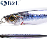 B&amp;U Sea fishing Slow Jig Metal Jigging Spoon 3D Print Laser Artificial Bait Boat Fishing Jig Lures Super Hard Fish Fishing Lures