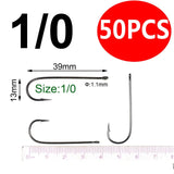 Bimoo 50PCS Aberdeen Long Shank Fish Hook  Size 10 4 2 2/0 3/0