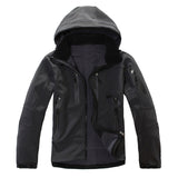 Outdoor Hooded Solid Color Waterproof Jacket Softshell Jacket Men Winter And Autumn Keep Warm Fleece Windproo Jacket