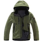 Outdoor Hooded Solid Color Waterproof Jacket Softshell Jacket Men Winter And Autumn Keep Warm Fleece Windproo Jacket