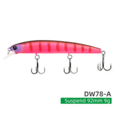 TSURINOYA 92SP Suspending Minnow Fishing Lure DW78 92mm 9g Long Casting 3 hooks Crank Bait Jerkbait