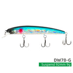 TSURINOYA 92SP Suspending Minnow Fishing Lure DW78 92mm 9g Long Casting 3 hooks Crank Bait Jerkbait