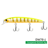 TSURINOYA 92SP Suspending Minnow Fishing Lure DW78 92mm 9g Long Casting 3 hooks Crank Bait Jerkbait