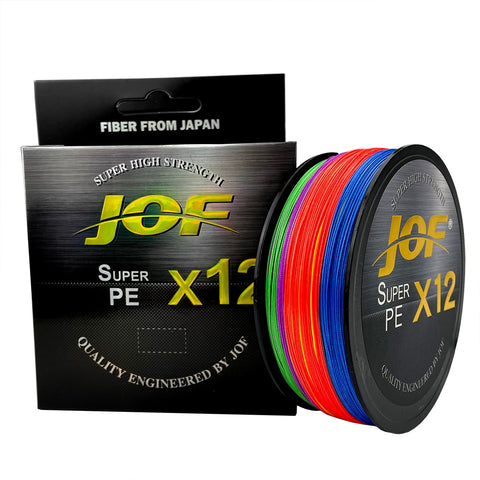 JOF X9/X12 500M 300M 100M Braided Fishing Line 9/12 Strands MultiColor Multifilament Saltwater PE Line 20 24 35 40 50 65 80LB