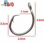 Easy Catch 50pcs 39960 Stainless Steel White Offset Tuna Circle Bait Fishing Hook Size 8/0 9/0 10/0 11/0 12/0 13/0 14/0 15/0