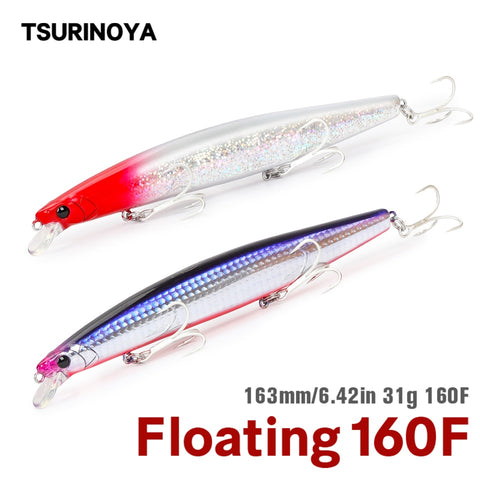 TSURINOYA 163mm 31g Floating Minnow Fishing Lure STINGER DW110 160F Ultra-long Casting