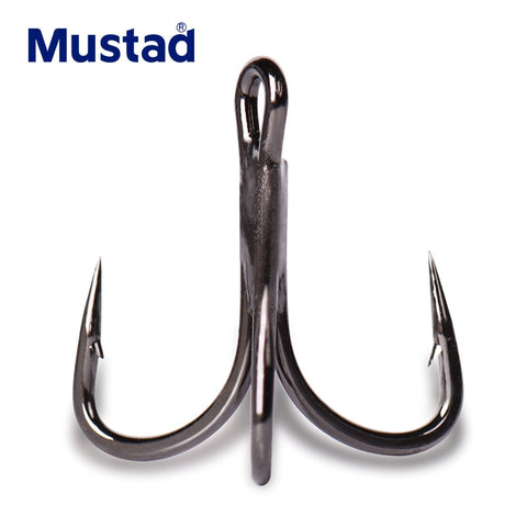 Original Mustad Fishing Hooks TG77NP-BN Treble Hook High Carbon Steel Barbed Jawlock 3X Strong Lure Ocean Fishing Anchor Tackle