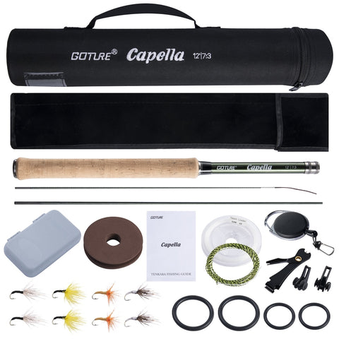 Goture Tenkara Fly Fishing Rod Combo 3.6m Ultralight Carbon Fiber Rod with Line Lure Clipper