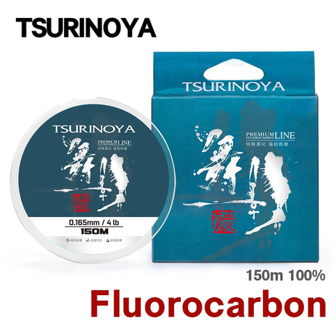 TSURINOYA 150m 100% Fluorocarbon Line 4-16lb Carbon High Strength Smooth Long Casting Sinking Leader Line