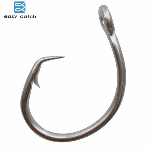 Easy Catch 50pcs 39960 Stainless Steel White Offset Tuna Circle Bait Fishing Hook Size 8/0 9/0 10/0 11/0 12/0 13/0 14/0 15/0