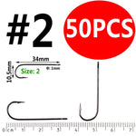 Bimoo 50PCS Aberdeen Long Shank Fish Hook  Size 10 4 2 2/0 3/0