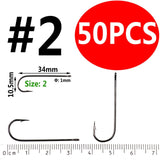 Bimoo 50PCS Aberdeen Long Shank Fish Hook  Size 10 4 2 2/0 3/0