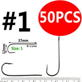 Bimoo 50PCS Aberdeen Long Shank Fish Hook  Size 10 4 2 2/0 3/0