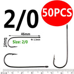 Bimoo 50PCS Aberdeen Long Shank Fish Hook  Size 10 4 2 2/0 3/0