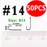 Bimoo 50PCS Aberdeen Long Shank Fish Hook  Size 10 4 2 2/0 3/0