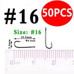 Bimoo 50PCS Aberdeen Long Shank Fish Hook  Size 10 4 2 2/0 3/0